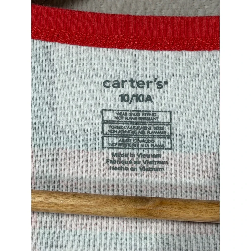 Carters Kids Red Green Plaid Cotton Zip Front Pajama Union Suit Size 10 Holiday